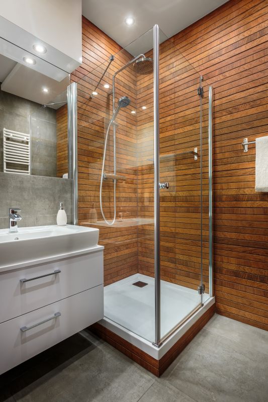 Contemporary Shower with Glass Panel